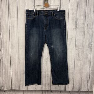 Lucky Brand Men's W40 x L30 Blue 181 Relaxed Straight Distressed Denim Jeans